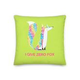 I Give Zero Fox Glitter Pillow